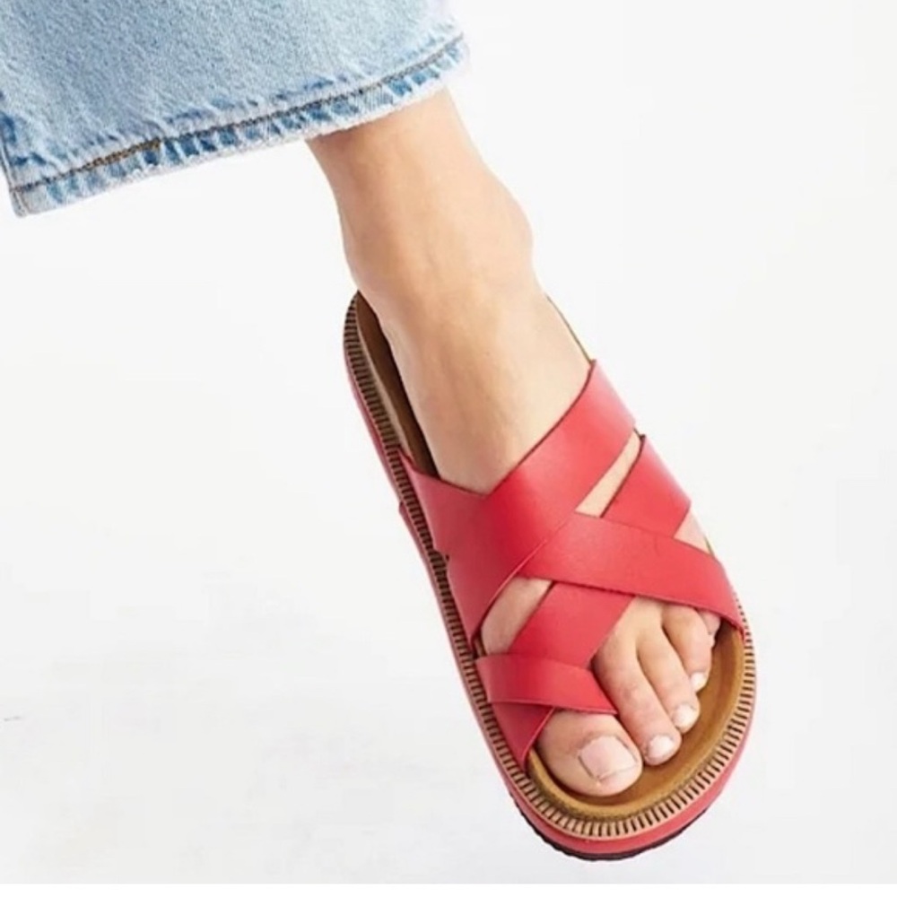 Free People Red Flats with Crisscross Straps